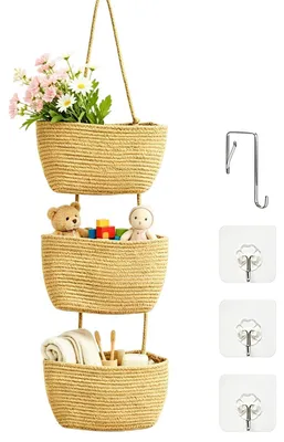 Wandorganizer, 3-lagig, aus Baumwollseil, Khaki