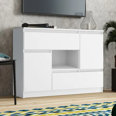 Image de BEAUTYSOFA | Commode combinée MELINDA Commode avec 4 armoires 120 x 85 x 33 cm, blanc