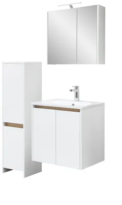 Produktbild von Badmöbel-Set, Quickset 100, Pelipal, Waschtisch, LED-Spiegelschrank und Midischrank, Weiß