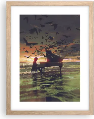 Produktbild von Gerahmtes Poster - Rahmen in heller Eiche - Klaviermusik - 30x40 cm - Wand Bild - Wanddeko - Wandbilder - Kunstposter - Wandposter - Bilderrahmen - Bilder - Kunstdruck - Wandbild - P2NPA30x40-3911