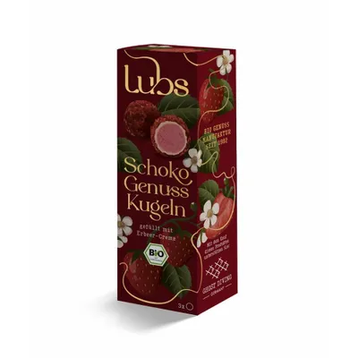 Produktbild von Lubs Schokokugeln, Erdbeer Creme, 38g (12)