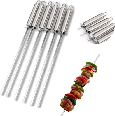 Produktbild von Grillspieße 6 Stück Schaschlikspieße Edelstahl Grill Kabob Spieße 40cm | Schnallengriff Fleischspieße für BBQ & Grill