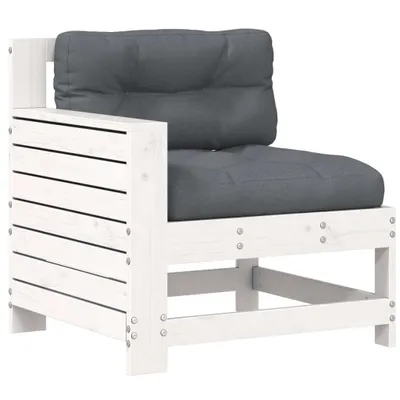 Produktbild von Gartensofa mit Armlehne und Kissen Weiß Massivholz Kiefer