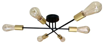 Zdjęcie produktu dla Lampa sufitowa nieregularne ramiona Crespilo czarno-złota 6xE27x40W metal wym:15x60x51cm IP20 Candellux