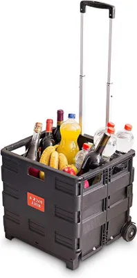 Obrázok produktu pre Skladací nákupný vozík do 35 kg - Nastaviteľná rukoväť - Kolieska - Čierna
