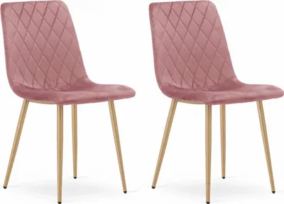 Obrázok produktu pre Kreslo SCANNO z ružového velúru, kovové nohy vo farbe dreva, rozmery 45x89x53 cm, do 110 kg, do obývačky, pracovne, sada 2 ks