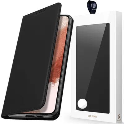 A black flip case for a Samsung Galaxy M51 phone is shown next to its packaging.