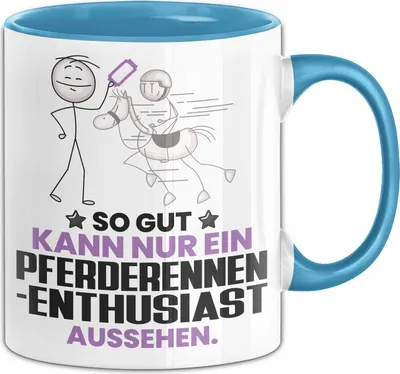 Produktbild von Pferderennen-Enthusiast Geschenk Tasse So Gut Kann Nur Ein Pferderennen-Enthusiast Aussehen Geschenkidee Kaffee-Becher (Blau)