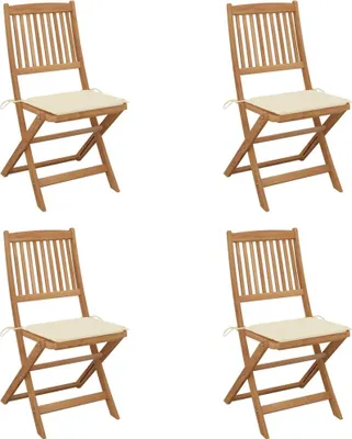 Image de Chaises pliables de jardin lot de 4 avec coussins Bois d'acacia