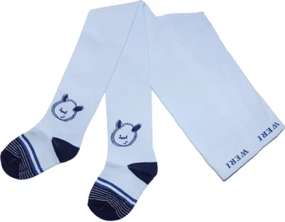 Produktbild von Kinderstrumpfhosen aus Baumwolle Konturbär Hellblau Größe 98-104