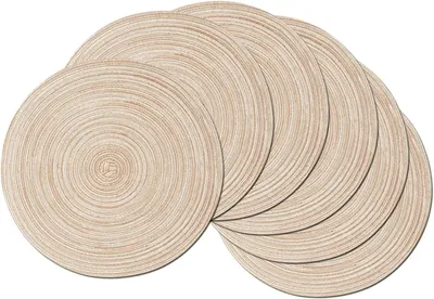 Obrázek produktu pro Sada 6 kusů kulatých tkaných prostírání, lze prát – průměr 11 cm; kulatá bavlněná prostírání, lze umýt, odolná vůči teplu a neklouzavá, ideální do kuchyně, na večírek, svatbu atd.