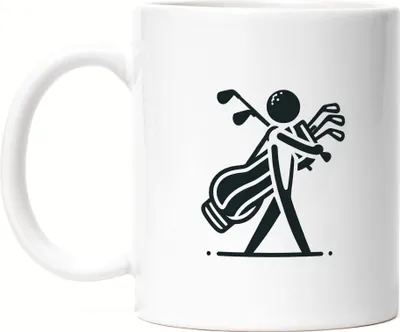 Produktbild von Silhouette eines Golfspielers Golfbag Tasse Weiß - Geschenk für Golfer