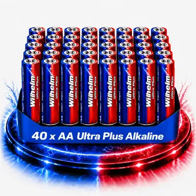 Produktbild von 40 AA Mignon WILHELM Ultra Plus Alkaline Batterien im Shrink LR6 ø 14,5 x 50,5 mm