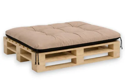 Produktbild von Palettenkissen 120 x 80 cm Beige – wasserabweisend, für Bank und Gartenschaukel, Codura, mit Bindebändern