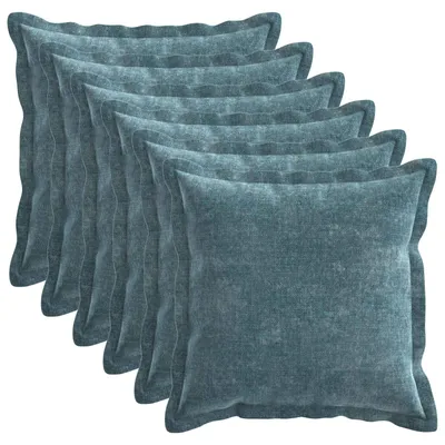 Imagen del producto de vidaXL Fundas de cojín, 6 unidades, color azul HOUTEN, 30 x 30 cm, tejido de chenilla