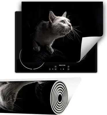 Produktbild von Herdabdeckplatte abdeckung Glaskeramikkochfeld abdeckplatte 80x52 cm Anti Rutsch Matte Aufrollbar, Schwarz Katze