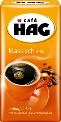 Produktbild von Cafè Hag Klassisch mild, Vollmundiges Aroma, Entkoffeiniert, Filter-Kaffee, 12 x 500g