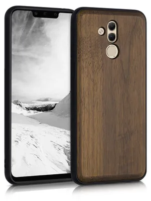 Produktbild von kwmobile Handyhülle für Huawei Mate 20 Lite Hülle Holz - Case mit TPU Bumper - Stoßfestes Hardcase - Schutzhülle Cover in Dunkelbraun