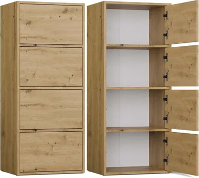 Produktbild von Moderner Kommodenschrank ALMA mit 4 Türen und TIP-ON-System | Farbe: Artisan-Eiche | Größe: 50x119x40 cm