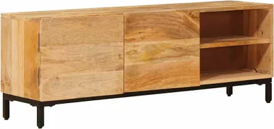 Produktbild von "Schlussverkauf" Medienspeicherschrank moderne - Holz Fernsehschrank - Braun 110x30x40 cm Massivholz Mango  C13838