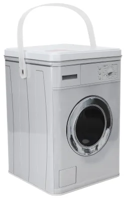 Immagine prodotto di Omgoods - Contenitore ermetico per detersivo in polvere - Contenitore per detersivo - Contenitore in metallo - Organizzatore - 15,2 x 15,2 x 22,3 cm - Con maniglie