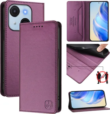 Produktbild von Lederhülle für itel A50C Hülle Flip Brieftasche Kartenfächern Ständer Schutzhülle Lila