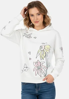 Produktbild von Sublevel Hoodie Floralen Tropischen Mustern Good Vibes Rippbündchen Größe: M