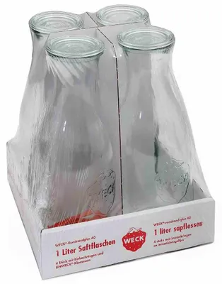 Produktbild von Saftflasche 4er-Tray 1 l mit Ringen und Klammern