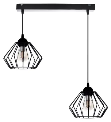 Produktbild von KAR-LIGHTING Pendelleuchte 2-flammig Schwarz, Metall – höhenverstellbar für Esszimmer & Arbeitsbereich, LED-geeignet, E27