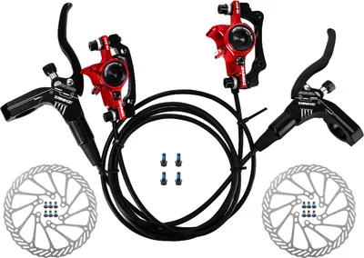 Produktbild von Fahrrad Hydraulische Scheibenbremsen Vorne Hinten Bremssaettel Set fuer MTB Mountainbike Links Rechts Bremshebel Kit mit 160mm Scheibenrotor