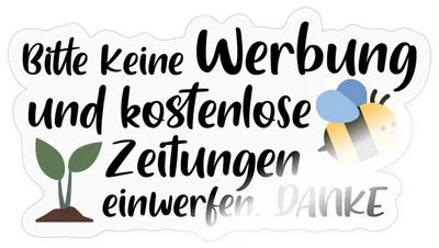 Produktbild von Spreadshirt Bitte Keine Werbung Einwerfen Briefkasten Sticker Aufkleber, 10 x 10 cm, Transparent glänzend