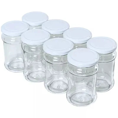 Produktbild von MIKONI Marmeladengläser 315ml | 12 STÜCK | Weiß Deckel | Einweckgläser, Einmachgläser, Vorratsgläser, Gurkengläser, Einmachglas, Sturzgläser