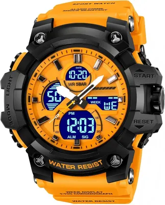 Produktbild von Militär Herren Uhr Digital Analog 5ATM wasserdicht Sportuhr mit Stoppuhr Alarm Doppelzeit LED Beleuchtung Datum Woche robust Outdoor Uhr