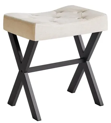 Produktbild von Schminkhocker WBD018Y, quadratischer Hocker, Leinen, für Schlafzimmer