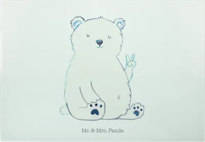 Produktbild von Mr. & Mrs. Panda Schneidebrett Eisbär Faul - Weiß - Geschenk, Großes, Glas Schneideplatte, Bär, Bürojob, Arbeit, Büro, Design, Teddy, Nordpol, Hackbrett