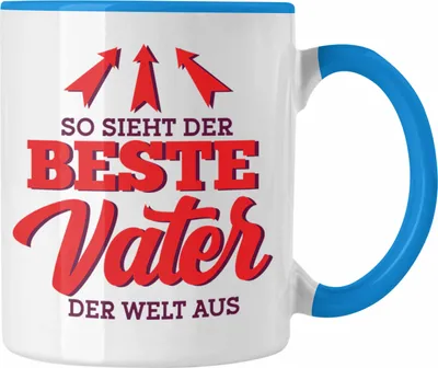 Produktbild von Trendation -Lustige Papa Tasse - "So sieht der beste Vater der Welt aus" Geschenk zum Vatertag (Blau)