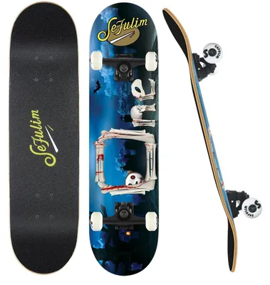 Produktbild von Komplettes Skateboard 31 x 8 Zoll 7-Schicht Kanadischer Ahorn Double Kick Deck Concave Cruiser Trick Skateboard für Anfänger und Fortgeschrittene