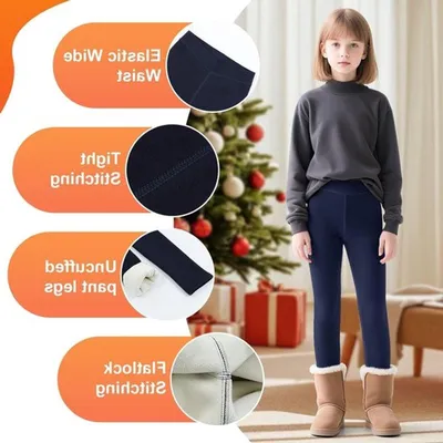 Thermoleggings für Mädchen mit Fleece-Futter, hohe Taille, warm und bequem für den Winter, geeignet für 6-14 Jahre