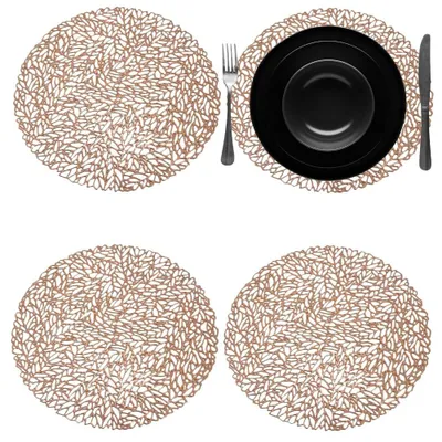Imagen del producto de Solidchoice - Juego de 6 individuales redondos con un diseño elegante, resistentes al calor, ideales para la mesa de comedor