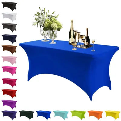 Produktbild von Stretch Tischdecke Königsblau 183 x 76 cm Rechteckig Elasthan Waschbar Knitterfrei