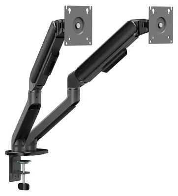 Imagen del producto de Brazo estándar para dos monitores, con sistema de resorte mecánico, para monitores de 17 a 32 pulgadas, con capacidad máxima de 2 x 10 kg, color