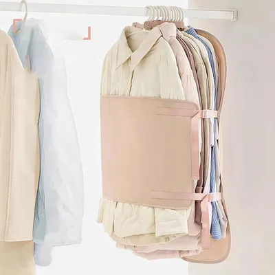 Produktbild von INF 2er Set Kleideraufbewahrungstaschen aus Satin - Faltbare Hängeorganizer Rosa