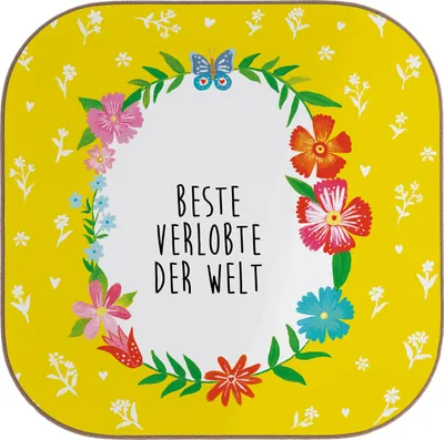 Produktbild von Mr. & Mrs. Panda Untersetzer Glas Verlobte - Weiß - Geschenk, Coaster, Verlobung, Gläser, Verloben, für, gläseruntersetzer, Frau, Flaschenuntersetzer, Ehefrau, Hochzeit