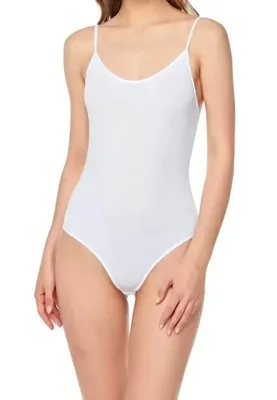 Produktbild von 3er Pack Damen Bodys Weiß L Ärmellos Spaghettiträger K-35