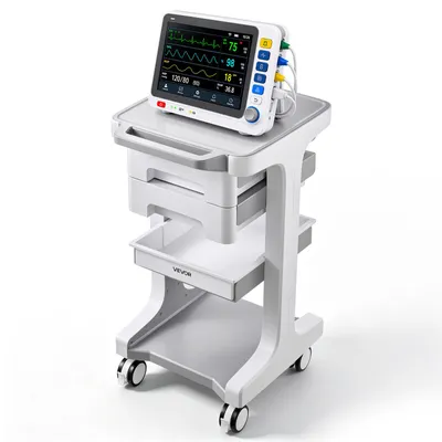 Obrázok produktu pre VEVOR, lekársky vozík, 50 kg, laboratórny vozík, servisný vozík pre zdravotníctvo, 41x47x76 cm, vhodný pre kliniky, nemocnice a laboratóriá, tichý vozík s 2 zásuvkami, otočnými kolieskami o 360° a zvýšenou základňou, biela farba