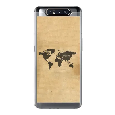 Produktbild von MuchoWow® Handyhülle Schutzhülle Hülle für Samsung Galaxy A80 Weltkarte - Braun - Zitat Silikon Softcase Handy Hülle - Schutzdeckel