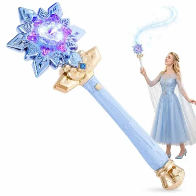 Produktbild von Zauberstab für Kinder, Eisprinzessin Feenstab mit LED Licht, Musik und Sprühnebel, blauer Prinzessinnenstab für Mädchen