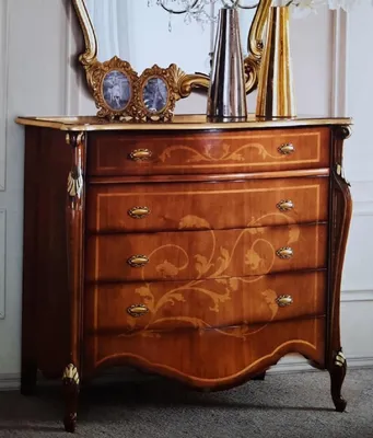 Produktbild von Casa Padrino Luxus Barock Kommode Dunkelbraun / Gold - Mahagoni Schrank mit Sekretär Klappfach und 3 Schubladen - Barock Möbel - Luxus Qualität - Italy