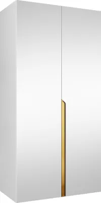 Produktbild von MIRJAN24 Kleiderschrank Mila 3 100 mit Spiegel, Schlafzimmer, Kleiderschrank, mit zwei Drehturen und mit Kleiderstange, Modern, Garderobenschrank (Farbe: Weiß + Gold)