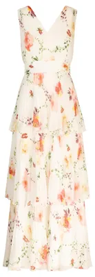 Produktbild von APART Fashion Damen Plissee Abendkleid, Blumenmuster, Tiefer V-Ausschnitt, Ärmel